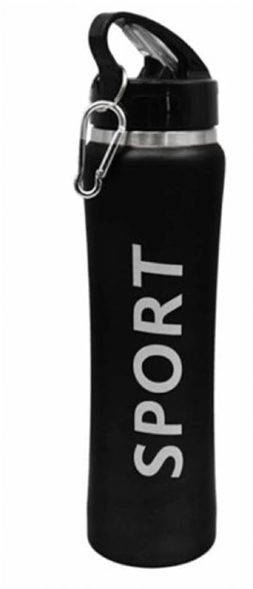 Μπουκάλι Θερμός με Eσωτερικό Καλαμάκι  και Κρίκο Μεταφοράς για Καφέ Ροφήματα 600ml Μαύρο