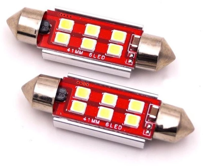 LED Σωληνωτός Αυτοκινήτου 39mm CAN BUS με 6 philips smd 6000Κ Σετ 2τμχ