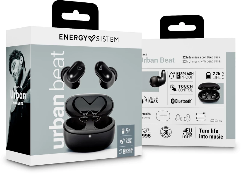 Energy Sistem Ακουστικά Urban Beat True Wireless Space Μαύρα 455218