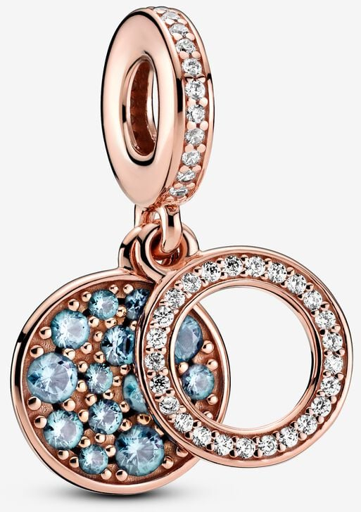 Σύμβολο Pandora με γαλάζια και Λευκά ζιργκόν σε δίσκο 789186C03
