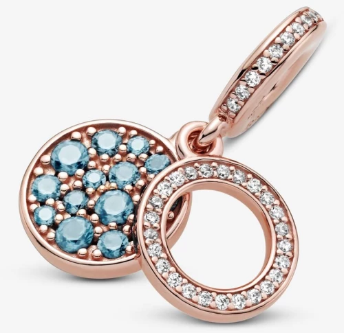 Σύμβολο Pandora με γαλάζια και Λευκά ζιργκόν σε δίσκο 789186C03