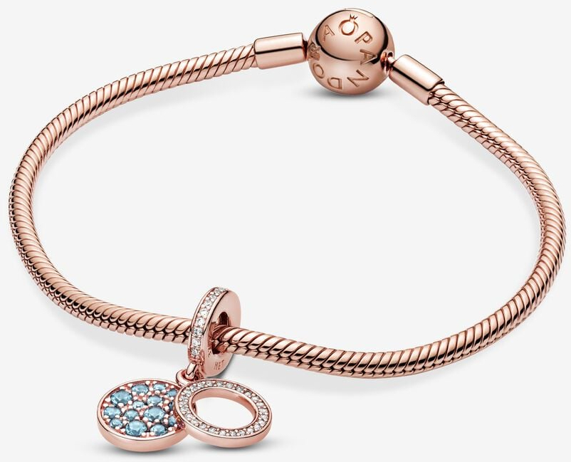 Σύμβολο Pandora με γαλάζια και Λευκά ζιργκόν σε δίσκο 789186C03