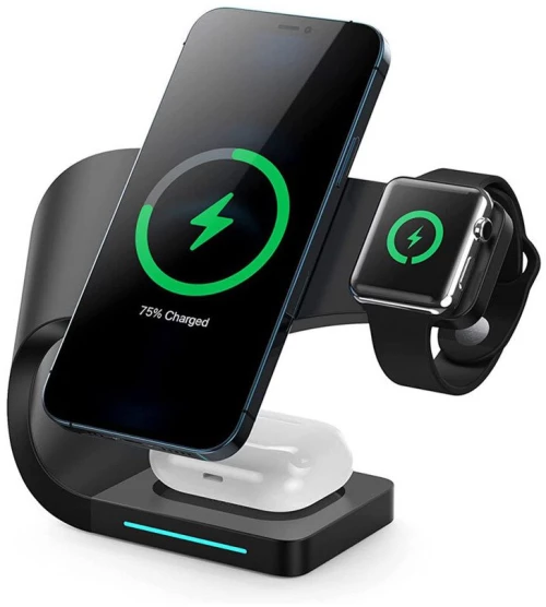 Βάση Φόρτισης με Θύρες Usb/Type C 15W Μαύρο