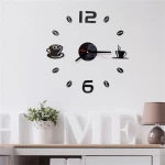Ρολόι Τοίχου Αυτοκόλλητο 3D DIY 50-120cm Coffee Μαύρο