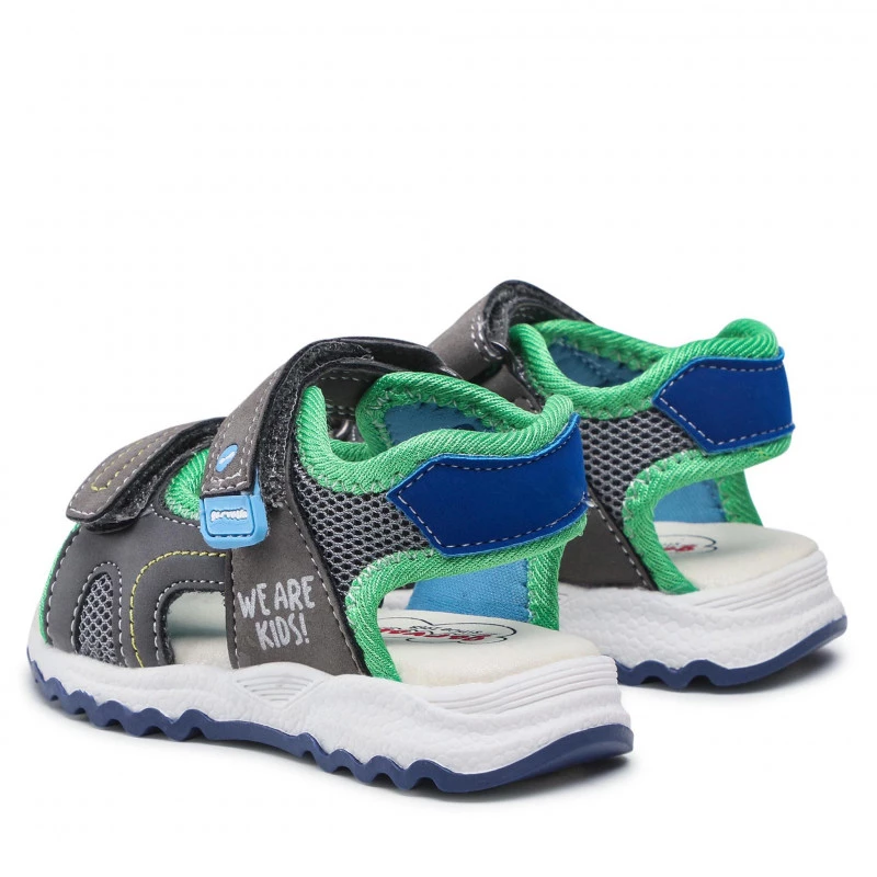 GARVALIN SANDALIA VELCROS  222806-B GRIS  AZUL ELÉCTRICO