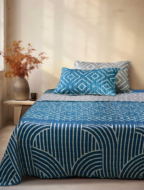 ΚΟΥΒΕΡΛΙ DARK OCEAN Γκρι Κουβερλί μονό: 170 x 240 εκ. MADI