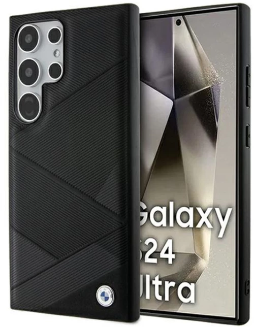 BMW Signature Leather Crossing Lines Pattern - Case for Samsung Galaxy S24 Ultra (Black)