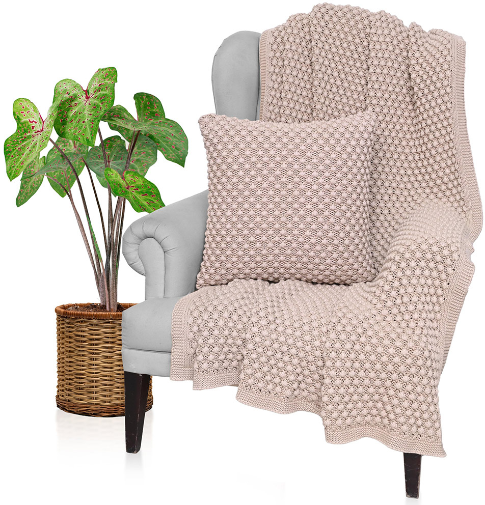 Ριχτάρι / κουβέρτα throw/blanket sandy brown 130x180cm Liolios Home 002439 POPCORN