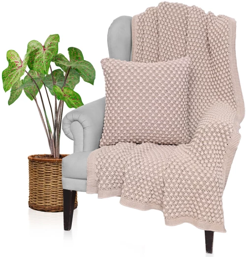 Ριχτάρι / κουβέρτα throw/blanket sandy brown 130x180cm Liolios Home 002439 POPCORN
