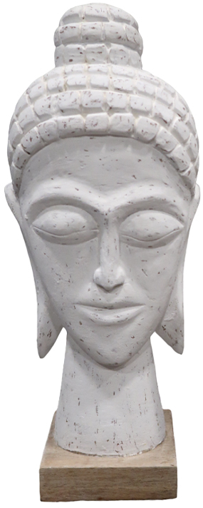 Προτομή κεφαλή βούδα Wevi Inart λευκό μάνγκο ξύλο 17x11.5x41εκ