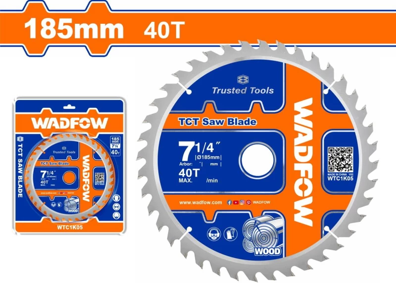 WADFOW Δίσκος ξύλου TCT 185mm X 20mm 40T (WTC1K05)
