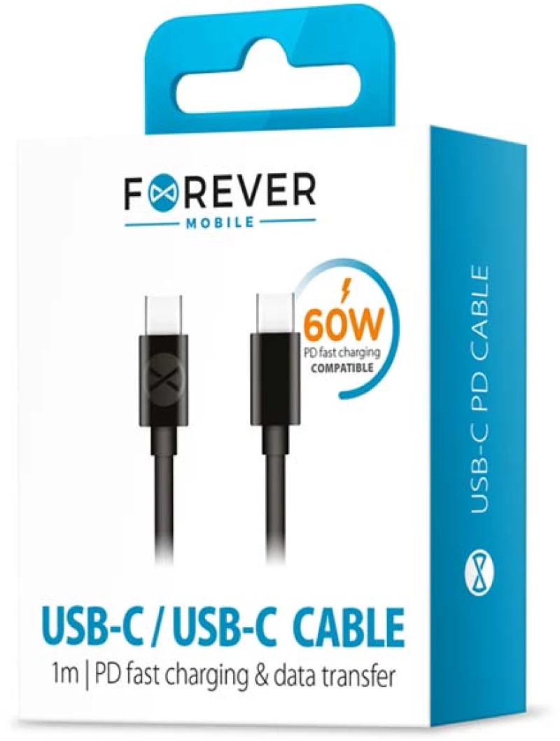 Forever Καλώδιο 60W USB-C / USB-C, 1m