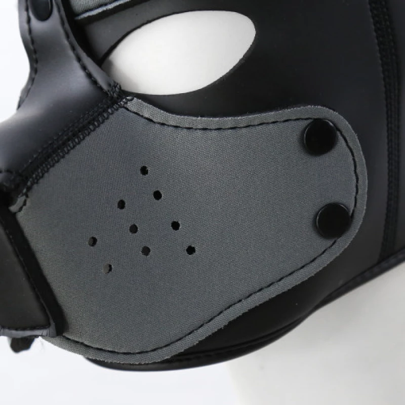 LARGE Black-Gray Bondage Dog Puppy Neoprene Hood