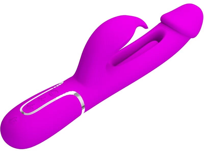 PRETTY LOVE - KAMPAS RABBIT 3 IN 1 MULTIFUNCTION VIBRATOR WITH TONGUE VIOLET