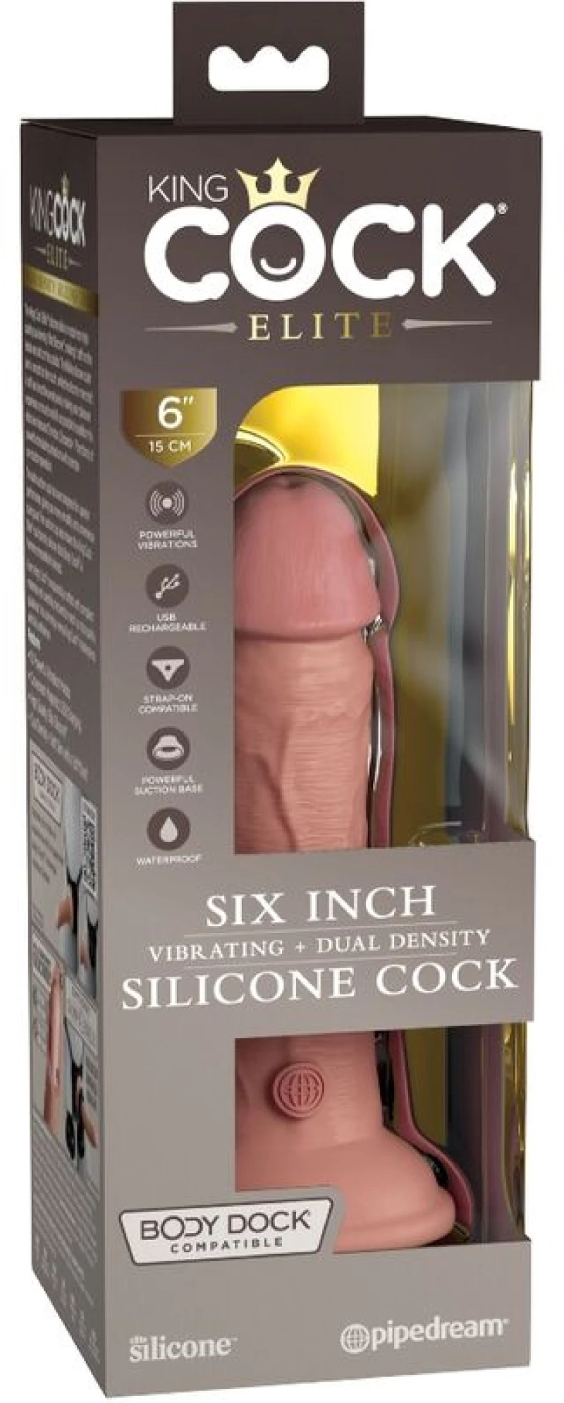 KING COCK ELITE - REALISTIC DILDO VIBRATING & SILICONE 15.2 CM