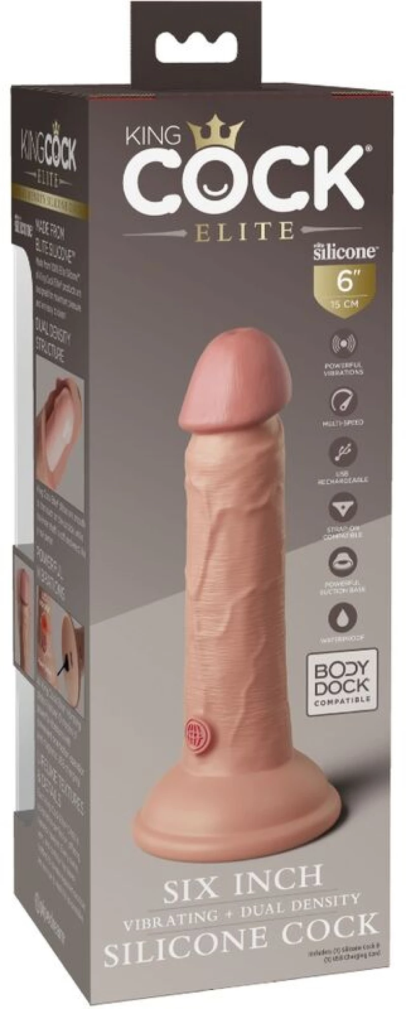 KING COCK ELITE - REALISTIC DILDO VIBRATING & SILICONE 15.2 CM