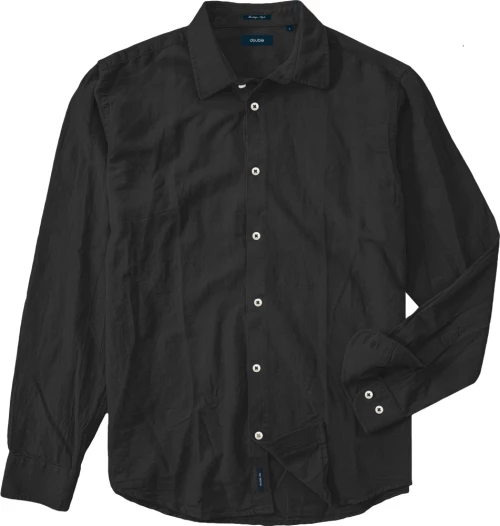 GS-589 Shirts Long Sleeve Linen Μαύρο