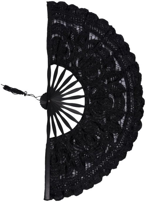Χειροποίητη βεντάλια (22cm) μαύρη