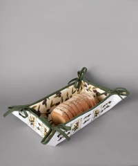 Βαμβακερή ψωμιέρα με στάμπα (33cm x 48cm) ελιά λευκή