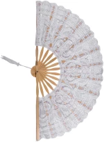 Χειροποίητη βεντάλια (22cm) λευκή
