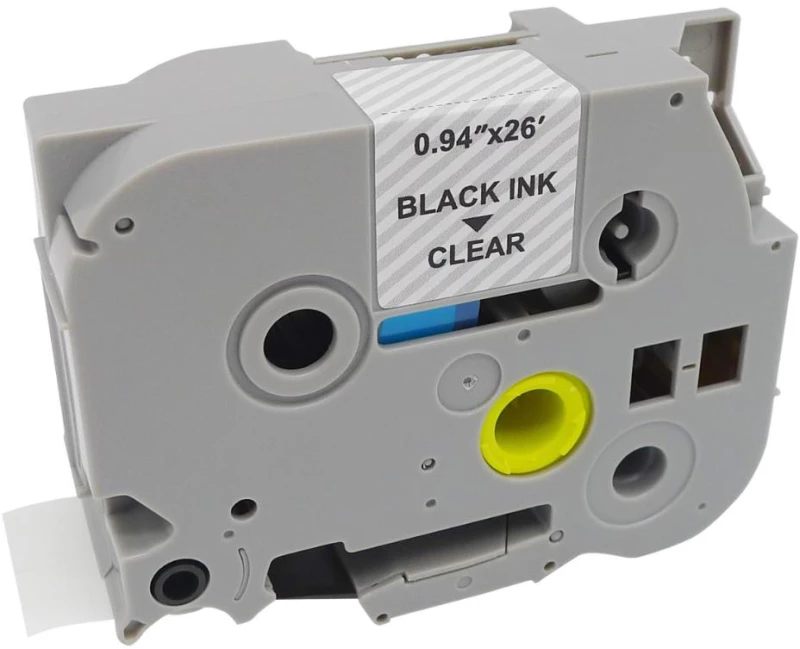 MediaRange Plastic Tape Cassette For Label Printers Using Brother TZ-151/TZe-151 24mm 8m Laminated Black On Clear (MRBTZ151)