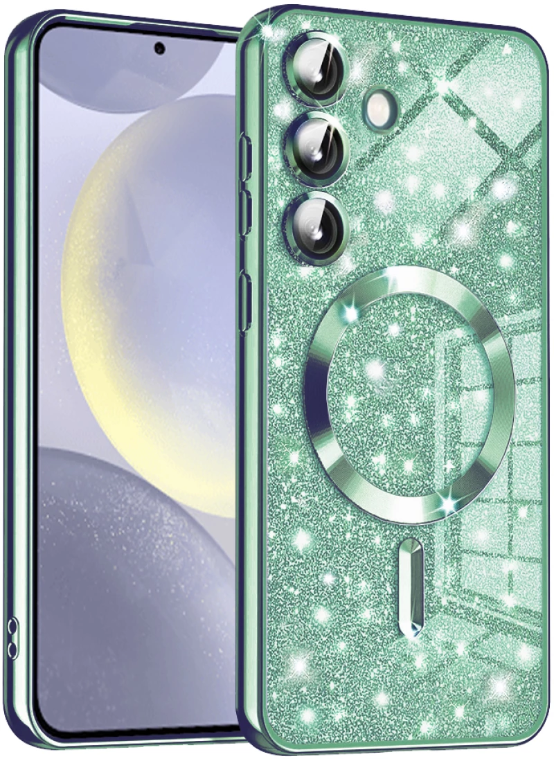 Techsuit Case for Samsung Galaxy S24 Plus - Techsuit Luxury Glitter MagSafe - Light Green 5949419131163