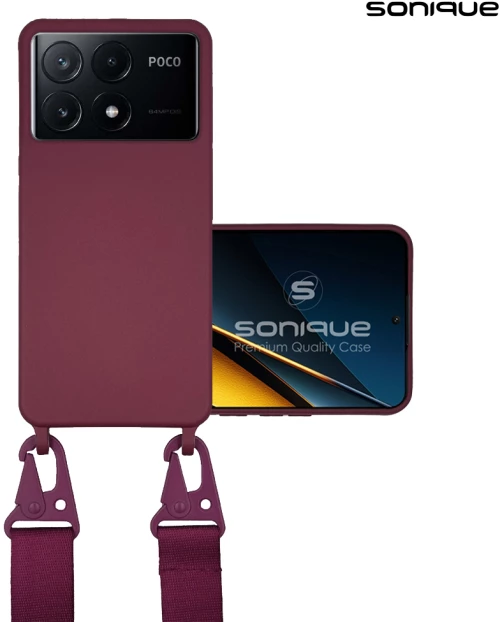 Θήκη Σιλικόνης με Strap CarryHang Sonique Xiaomi Poco X6 Pro 5G Μπορντώ 5210312012188