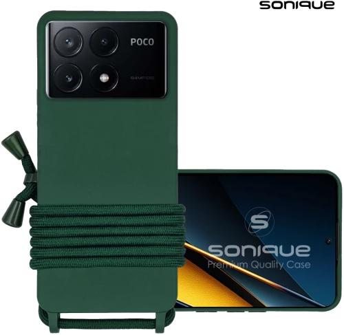 Θήκη Σιλικόνης με Κορδόνι CarryHang Sonique Xiaomi Poco X6 Pro 5G Πράσινο Σκούρο 5201101999599