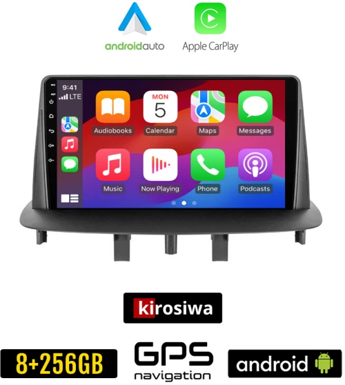 KIROSIWA RENAULT MEGANE 3 (2009-2014) Android οθόνη αυτοκίνητου 8GB + 256GB με GPS WI-FI (ηχοσύστημα αφής 9" ιντσών OEM Android Auto Apple Carplay Youtube Playstore MP3 USB Radio Bluetooth Mirrorlink εργοστασιακή, 4x60W, AUX)