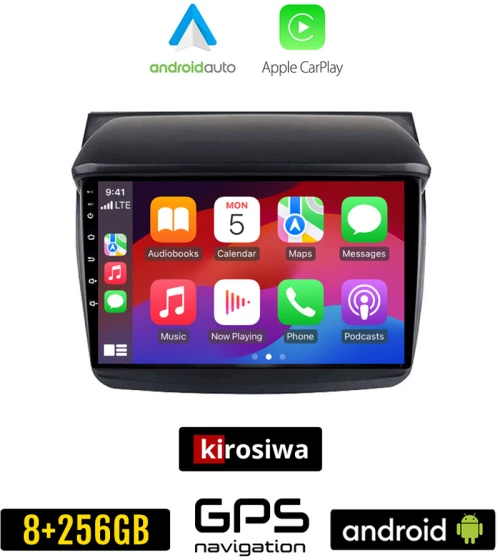KIROSIWA MITSUBISHI L200 (2006-2015) Android οθόνη αυτοκίνητου 8GB + 256GB με GPS WI-FI (ηχοσύστημα αφής 9" ιντσών OEM Android Auto Apple Carplay Youtube Playstore MP3 USB Radio Bluetooth Mirrorlink εργοστασιακή, 4x60W, AUX)