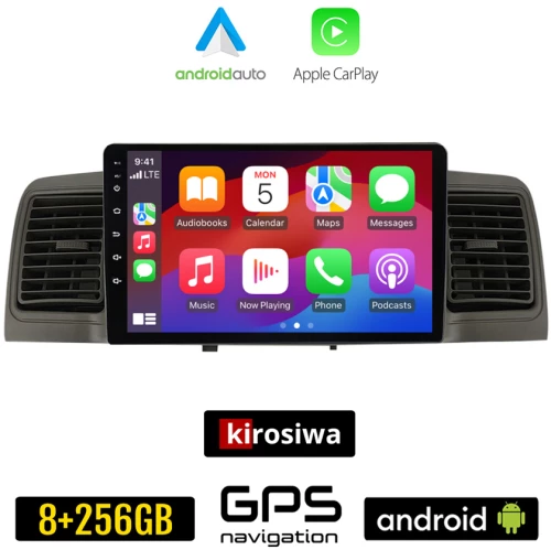 KIROSIWA TOYOTA COROLLA (2000 - 2007) Android οθόνη αυτοκίνητου 8GB + 256GB με GPS WI-FI με αεραγωγούς (ηχοσύστημα αφής 9" ιντσών Android Auto Apple Carplay Youtube Playstore MP3 USB Radio Bluetooth Mirrorlink εργοστασιακή AUX 4x60W)