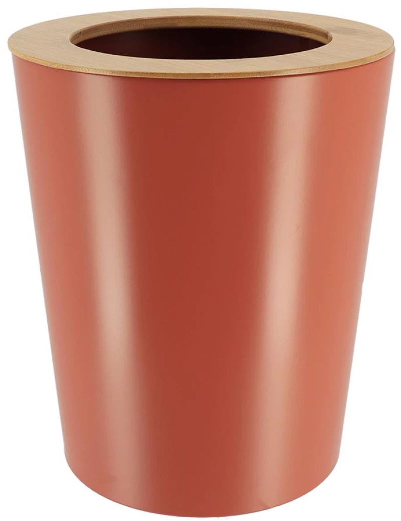 Κάδος αποριμμάτων μεταλλικό /καπάκι bamboo 5lt terracota