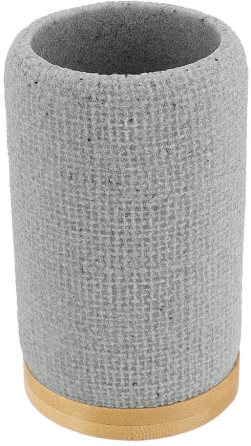 Ποτήρι polyresin γκρι με bamboo
