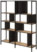 Βιβλιοθήκη Maxi Megapap χρώμα sapphire oak - silky black 144x35x175εκ.