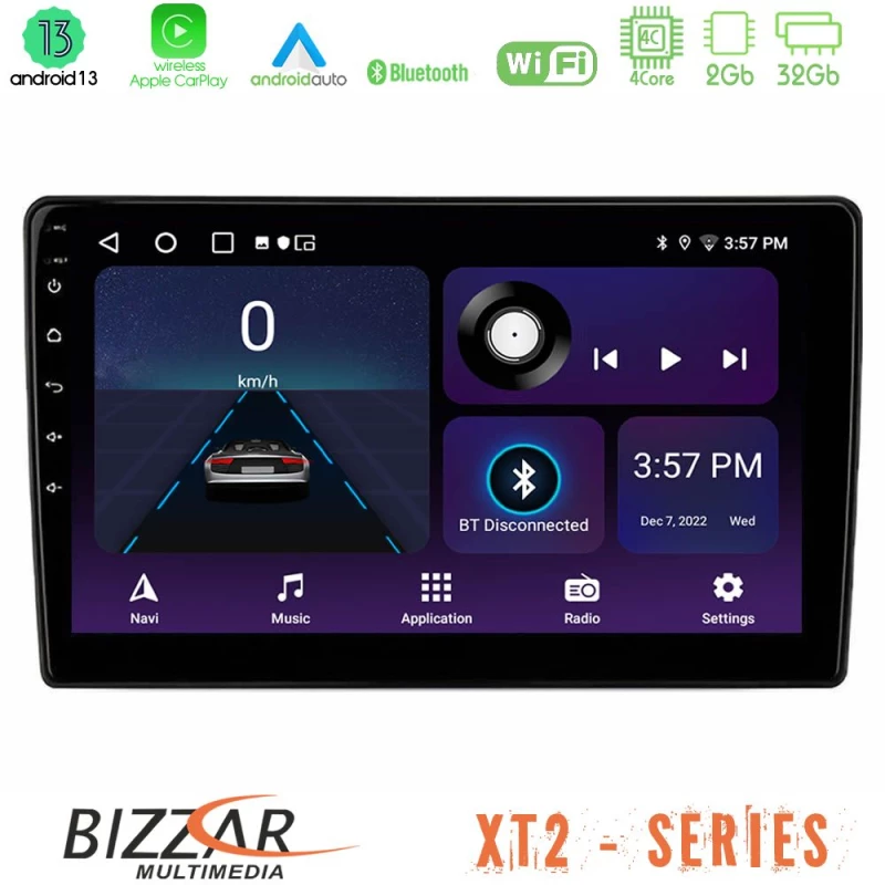 Bizzar XT2 Series 4Core Android13 2+32GB Toyota Corolla 2002-2006 Navigation Multimedia Tablet 9"