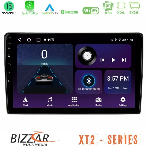 Bizzar XT2 Series 4Core Android13 2+32GB Navigation Multimedia Tablet 9" Με Carplay + Android Auto