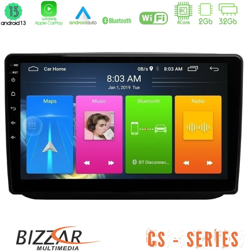 Bizzar CS Series 4Core Android13 2+32GB Skoda Fabia 2007-2014 Navigation Multimedia Tablet 10"