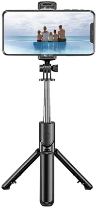 Techsuit - Selfie Stick (S03) - Stable and Compact Tripod Mount with Bluetooth Remote Control, 67cm - Black