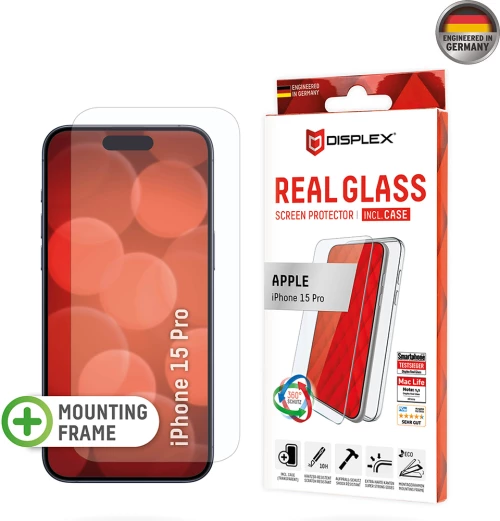 Displex - Premium [Pack] Real Glass + Case - iPhone 15 Pro - Clear