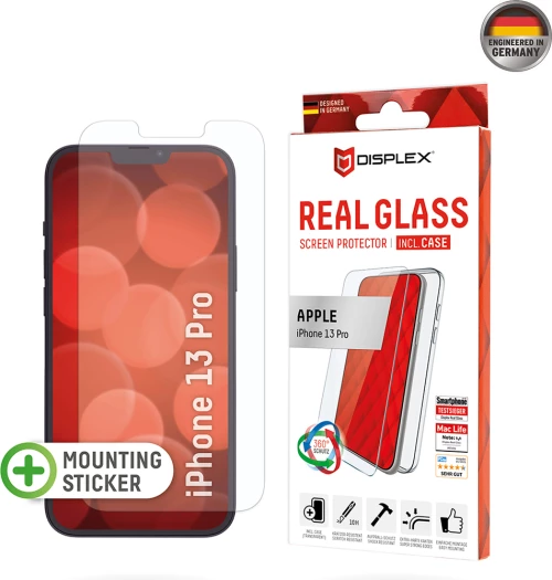 Displex - Premium [Pack] Real Glass + Case - iPhone 13 Pro - Clear