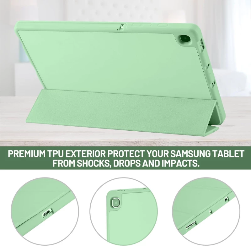 Techsuit - Flex Trifold (with Pencil Holder) - Samsung Galaxy Tab S6 Lite (2020/2022/2024) - Matcha Green
