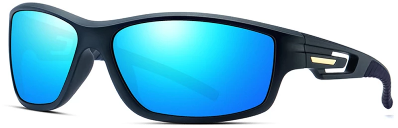 Techsuit - Bike Glasses (201910) - for Cycling and Sport Outdoor Activities, Polarized, Rectangular, Unisex - Blue