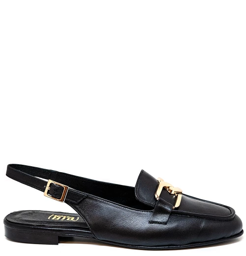 Bigshoes GA1153-01 Δερμάτινη Μπαλαρίνα Μαύρη