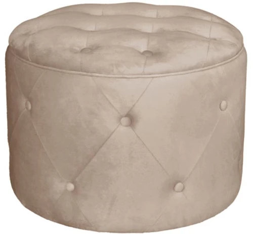 WOODWELL TRAVIS Σκαμπό Αποθηκευτικό, Ύφασμα Velure Απόχρωση Cappuccino Φ60cm H.45cm Ε7025,1