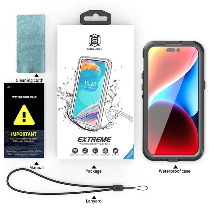 ShellBox®IP68 Waterproof MagSafe Θήκη για iPhone 15 Pro Max-Black