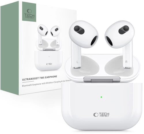 Tech-Protect® Ultraboost In-ear Bluetooth Handsfree Ακουστικά με Θήκη Φόρτισης Λευκά