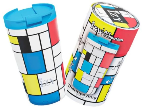 Izy Bottles Θερμός – Ποτήρι Για Καφέ 350ml Piet Mondriaan Composition Πολύχρωμο ZY5572