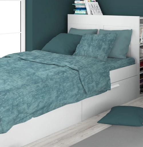 Σετ Σεντόνια Μονά 3τμχ (160x240) Premium Shadow 616 Petrol βαμβακερά Dimcol