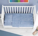 Σετ Σεντόνια Κούνιας (120x160) Premium Shadow 614 Sky Blue βαμβακερά Dimcol
