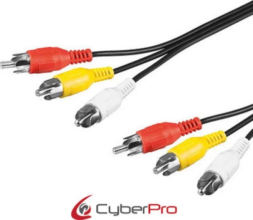 CYBERPRO CP-3RCAMM, Καλώδιο 3 RCA σε 3 RCA, M/M, 1,5 μέτρα